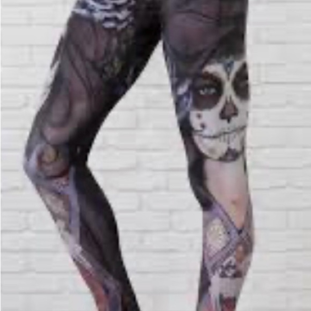Dark Sugar Skull - Eagle Rock WERKSHOP® leggings size large - Picture 11 of 11